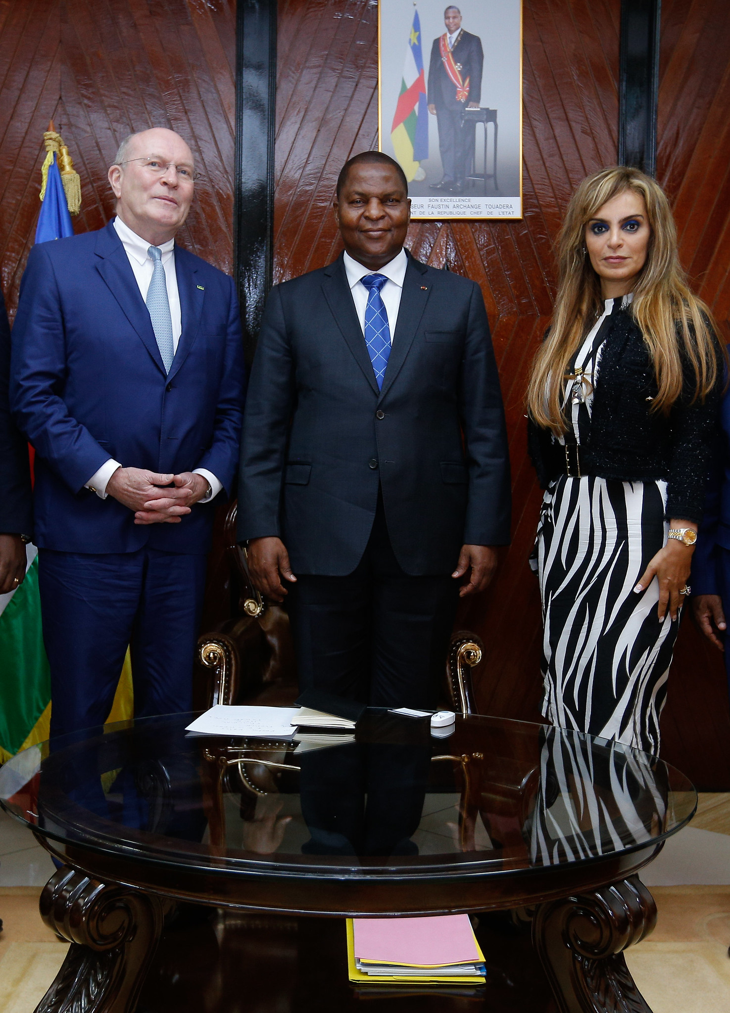 Prof. Dr. Frank Stangenberg Haverkamp, Chairman of the Executive Board of E. Merck KG and the Chairman of Merck Foundation Board of Trustees, H.E. FAUSTIN-ARCHANGE TOUAD?RA, The President of Central African Republic and Dr. Rasha Kelej, CEO of Merck Found