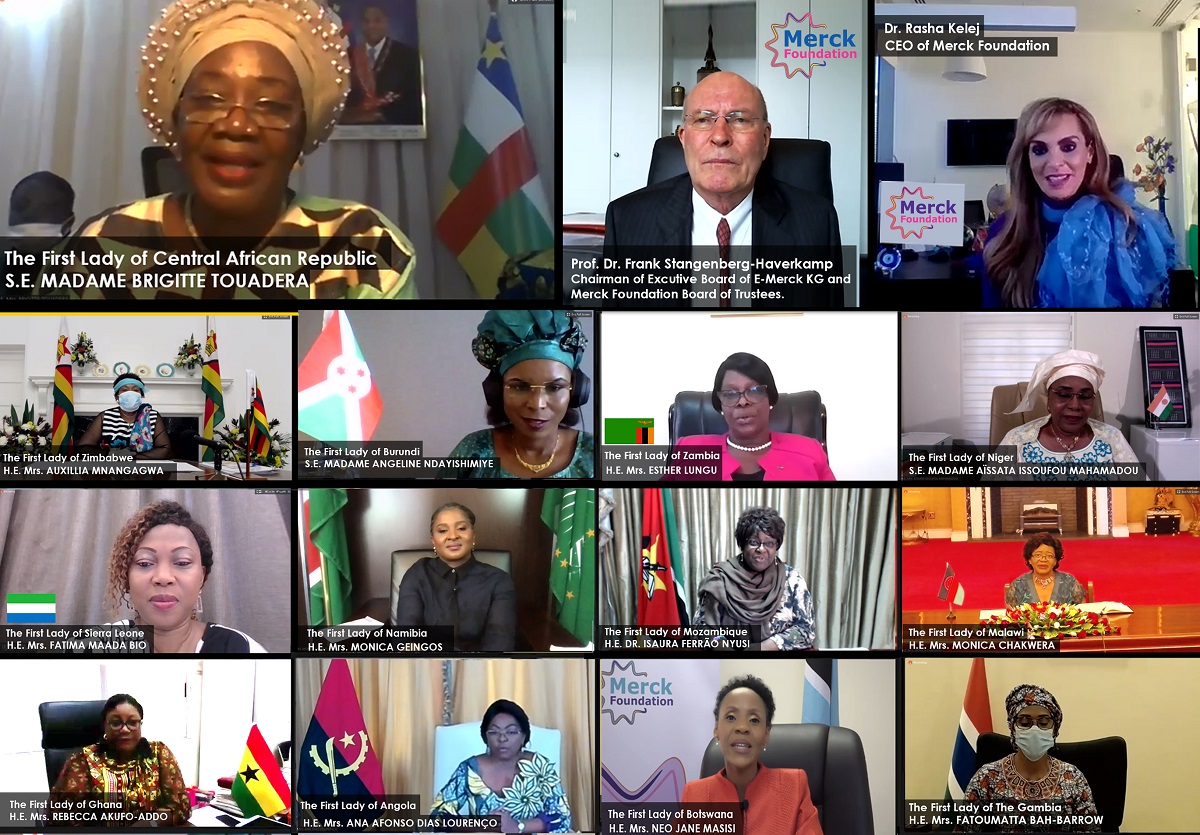 H.E. BRIGITTE TOUADERA, The First Lady of Central African Republic & Ambassador of Merck More Than a Mother during, Merck Foundation First Ladies Initiative - VC Summit 2020