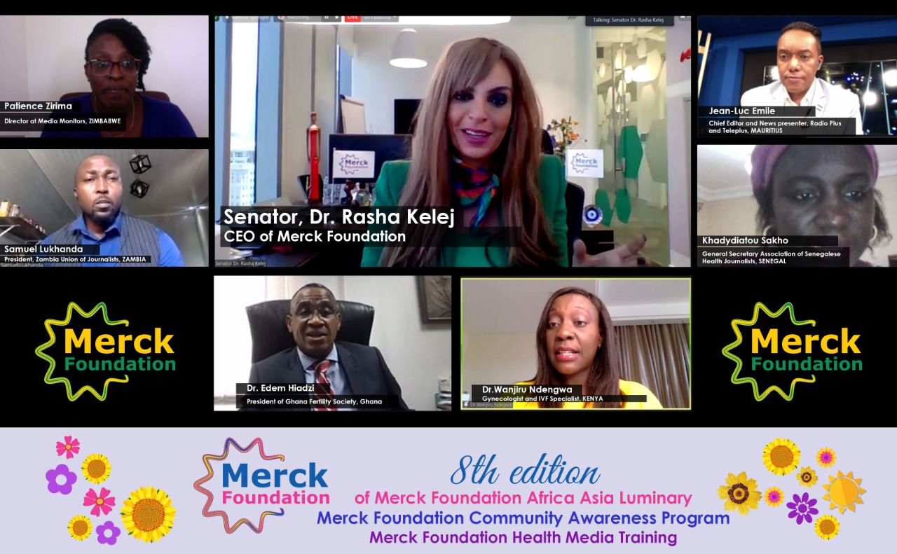 Merck Foundation conducted Health Media Training through an online video conference, on the sidelines of the 8th Edition of “MERCK FOUNDATION AFRICA ASIA LUMINARY”, being held in partnership with the Government of Zambia