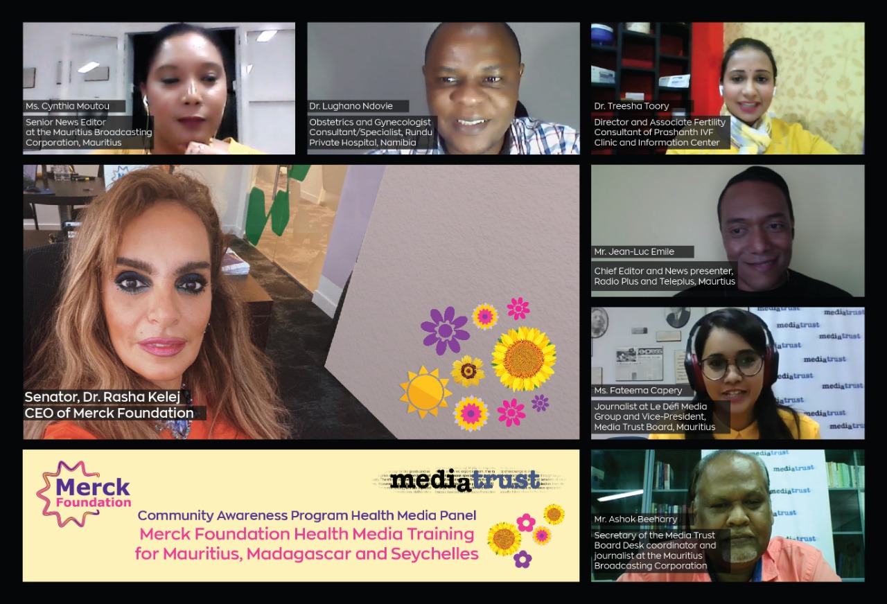 Merck Foundation organized Health Media Training in partnership with Mauritius Media Trust Board for Mauritian, Madagascar and Seychelles media to break Infertility stigma and support girl education and raise awareness about coronavirus