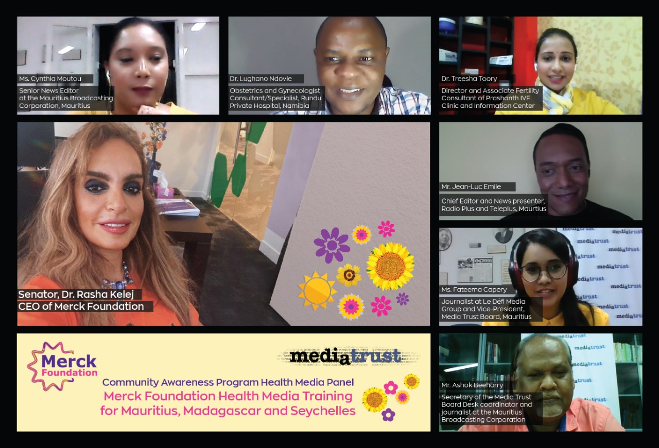 Merck Foundation organized Health Media Training in partnership with Mauritius Media Trust Board for Mauritian, Madagascar and Seychelles media to break Infertility stigma and support girl education and raise awareness about coronavirus