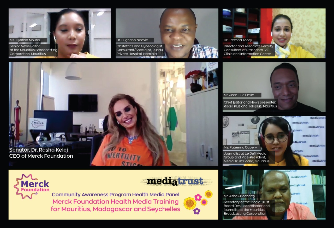 Merck Foundation organized Health Media Training in partnership with Mauritius Media Trust Board for Mauritian, Madagascar and Seychelles media to break Infertility stigma and support girl education and raise awareness about coronavirus