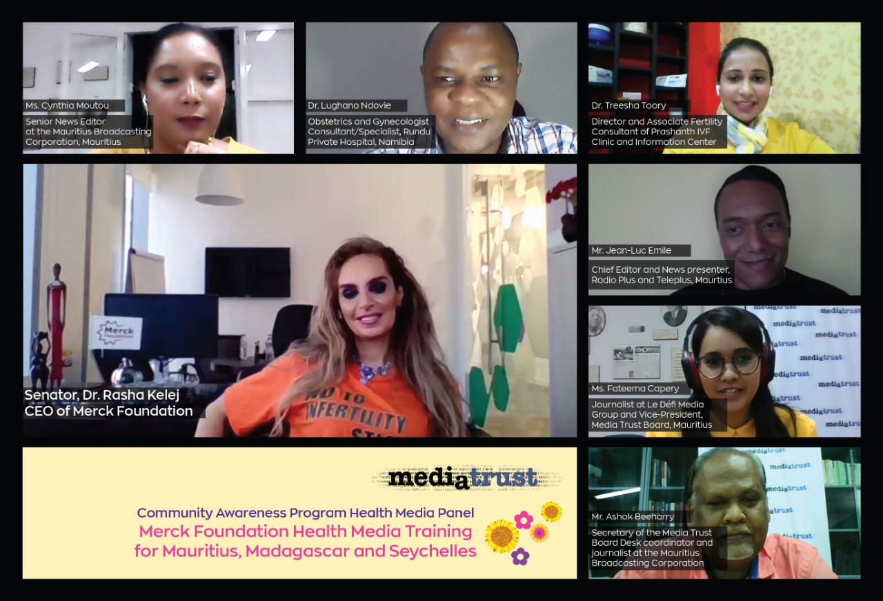 Merck Foundation organized Health Media Training in partnership with Mauritius Media Trust Board for Mauritian, Madagascar and Seychelles media to break Infertility stigma and support girl education and raise awareness about coronavirus