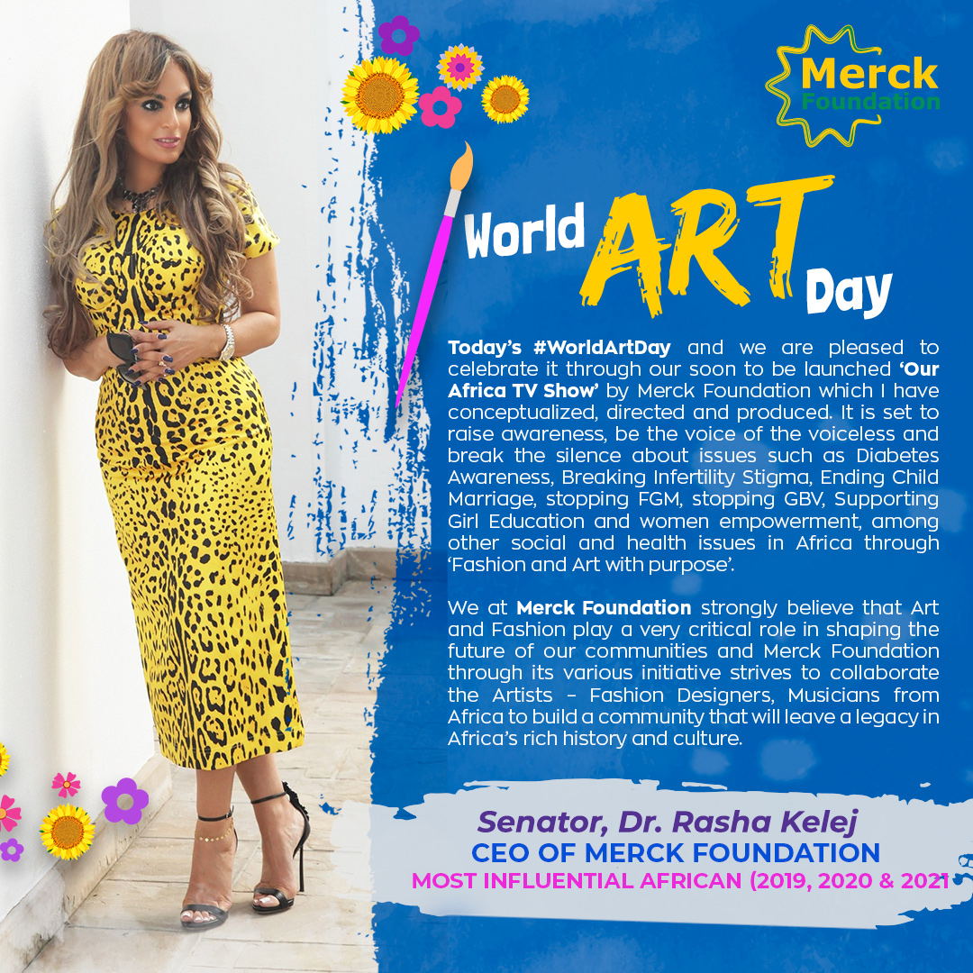 Message from Senator, Dr. Rasha Kelej, CEO of Merck Foundation marking World Art Day 2022.