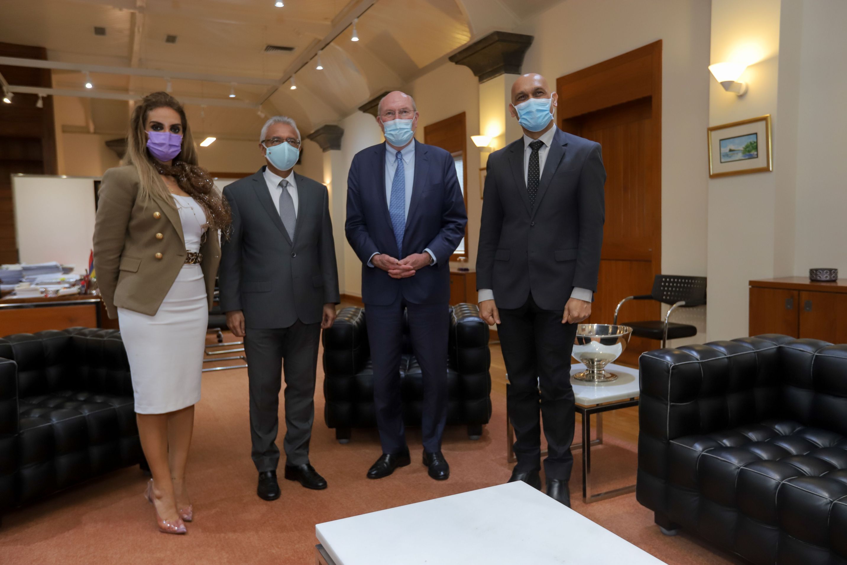 From left to right: Senator, Dr. Rasha Kelej, CEO of Merck Foundation, H.E. PRAVIND KUMAR JUGNAUTH, The Prime Minister of Mauritius, Prof. Dr. Frank Stangenberg Haverkamp, Chairman of both Executive Board of E.Merck KG & Merck Foundation Board of Trustees