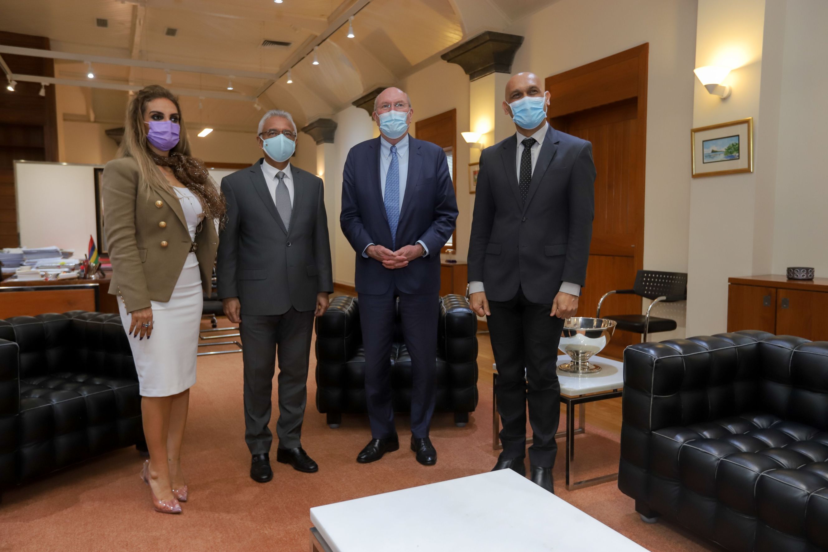 From left to right: Senator, Dr. Rasha Kelej, CEO of Merck Foundation, H.E. PRAVIND KUMAR JUGNAUTH, The Prime Minister of Mauritius, Prof. Dr. Frank Stangenberg Haverkamp, Chairman of both Executive Board of E.Merck KG & Merck Foundation Board of Trustees