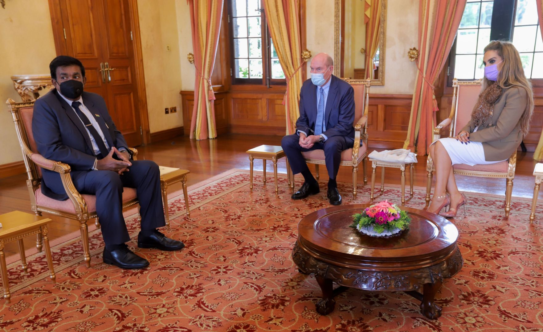 From left to right: H.E.PRITHVIRAJSING ROOPUN, The President of Mauritius, Prof. Dr. Frank Stangenberg Haverkamp, Chairman of both Executive Board of E.Merck KG & Merck Foundation Board of Trustees and Senator, Dr. Rasha Kelej, CEO of Merck Foundation dur