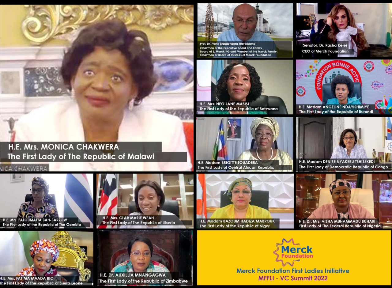 H.E. Mrs. MONICA CHAKWERA, The First Lady of Republic of Malawi during 4th edition of Merck Foundation First Ladies Initiative- MFFLI -  Summit 2022