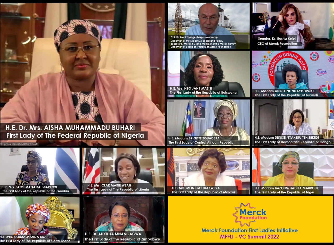 H.E. Dr. Mrs. AISHA MUHAMMADU BUHARI, The First Lady of Republic of the Federal Republic of Nigeria during 4th edition of Merck Foundation First Ladies Initiative- MFFLI -  Summit 2022