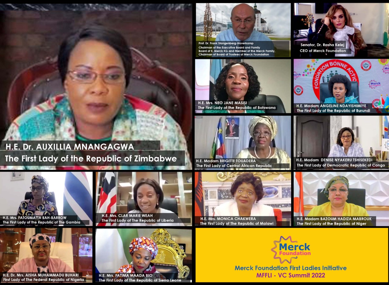 H.E. Dr. Mrs. AUXILLIA MNANGAGWA, The First Lady of Republic of Zimbabwe during 4th edition of Merck Foundation First Ladies Initiative- MFFLI -  Summit 2022