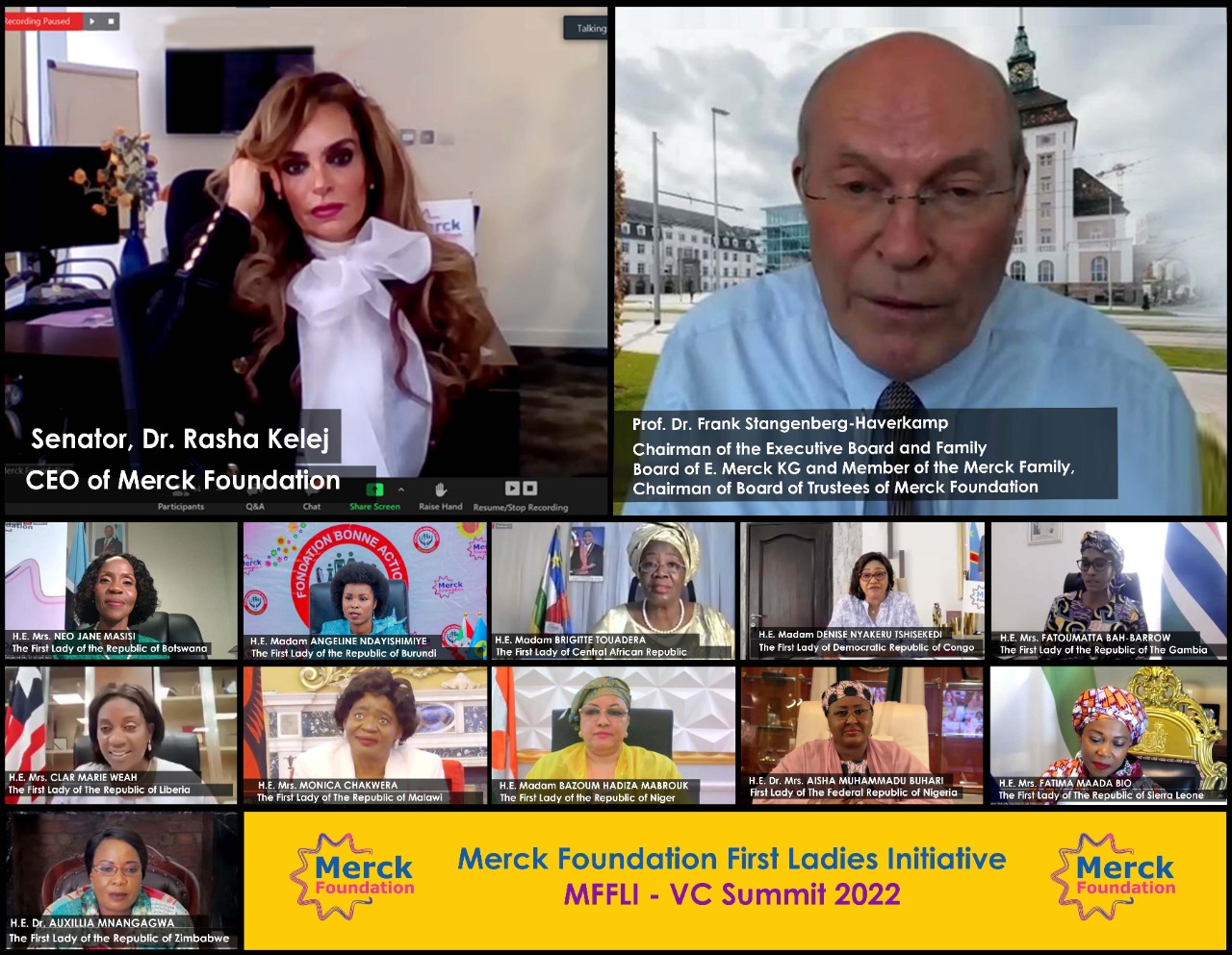 Prof. Dr. Frank Stangenberg Haverkamp, Chairman of both Executive Board of E.Merck KG & Merck Foundation Board of Trustees and Senator, Dr. Rasha Kelej, CEO of Merck Foundation and President of Merck Foundation “More Than a Mother” Campaign during 4th edi