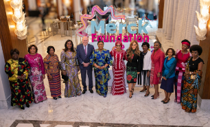 Senator, Dr. Rasha Kelej and Prof. Dr. Frank Stangenberg-Haverkamp with African First Ladies during the 9th Edition of Merck Foundation Africa Asia Luminary