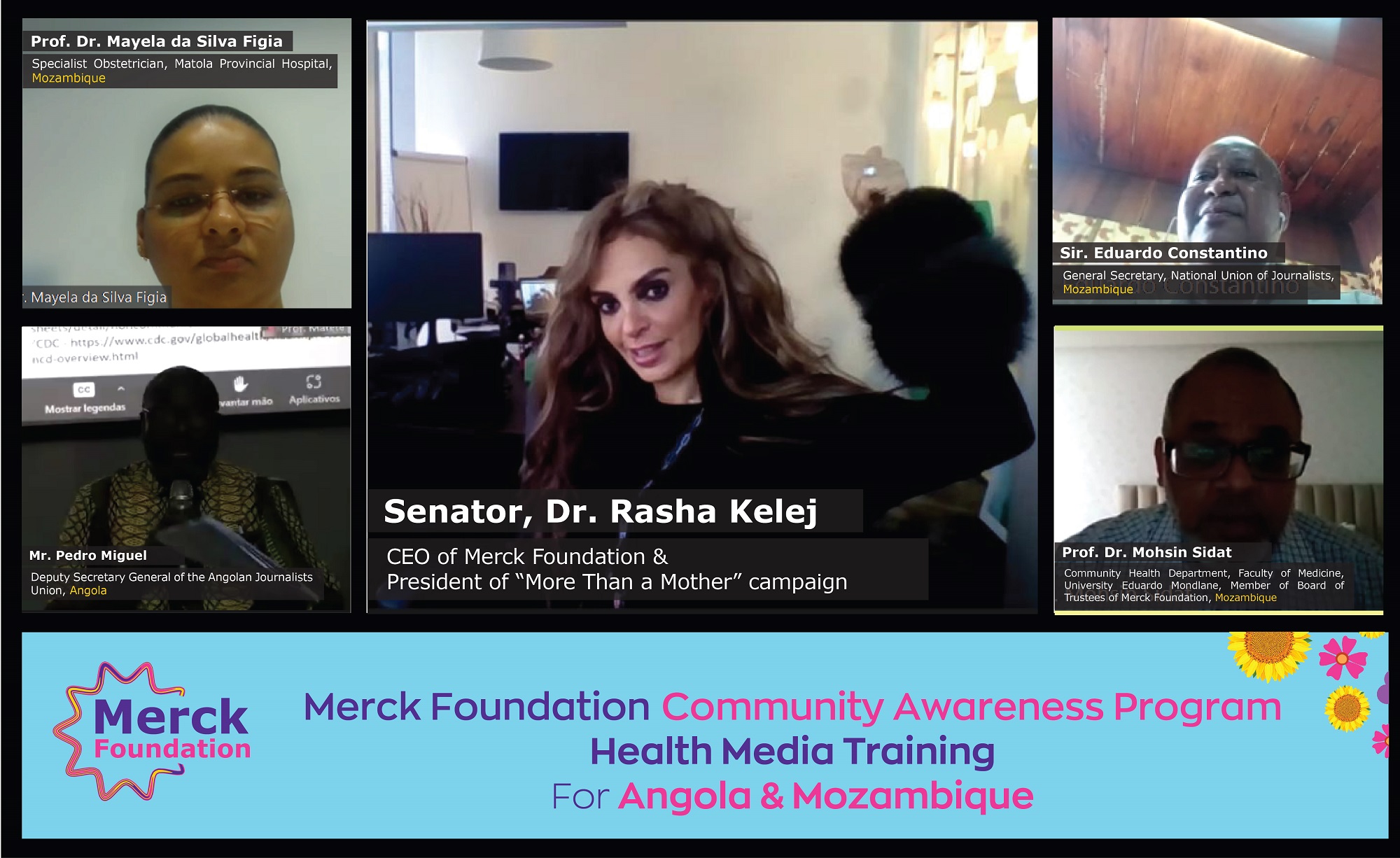 Senator, Dr. Rasha Kelej, CEO of Merck Foundation during the Merck Foundation Health Media Training Videoconference.