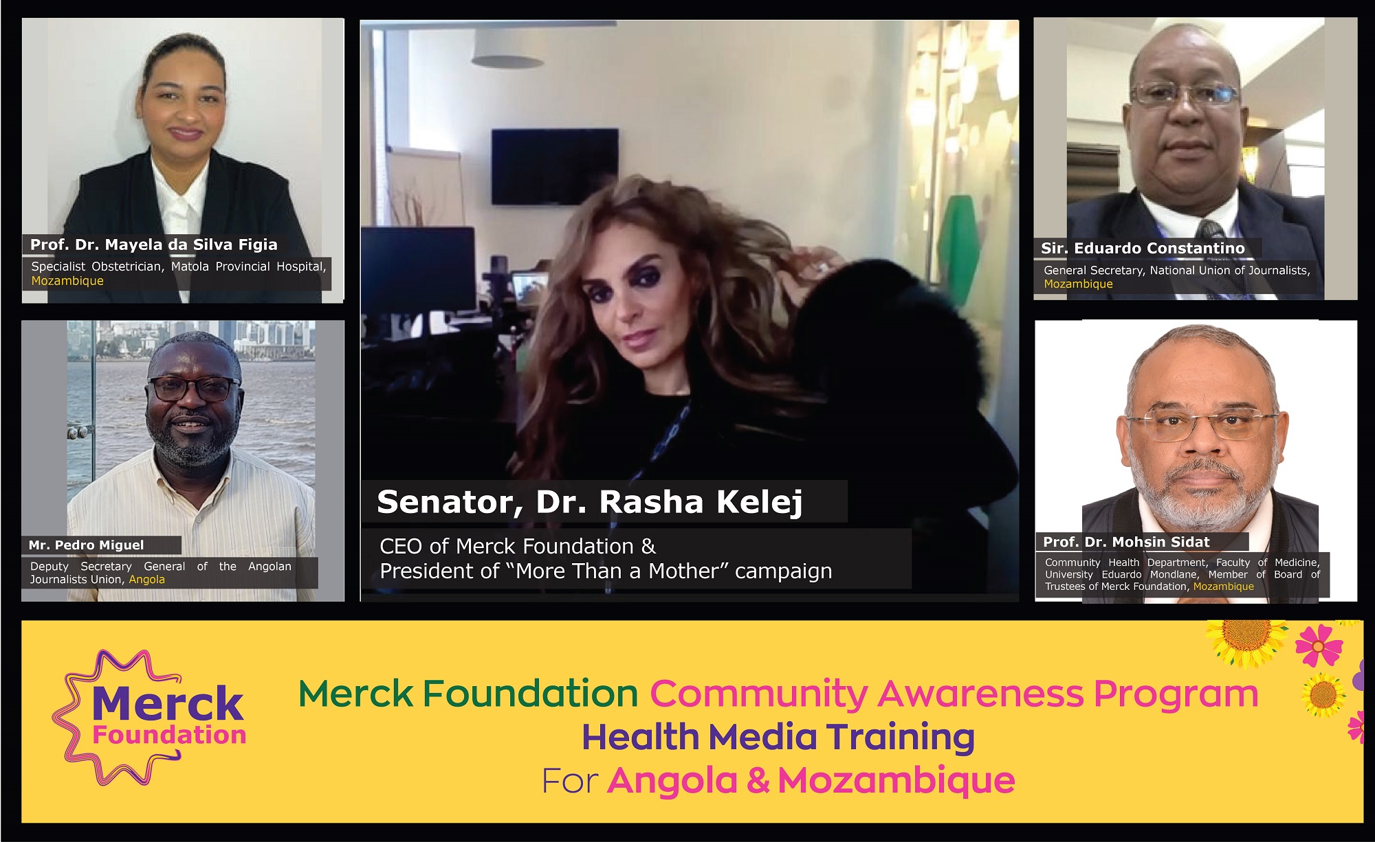 Senator, Dr. Rasha Kelej, CEO of Merck Foundation during the Merck Foundation Health Media Training Videoconference.