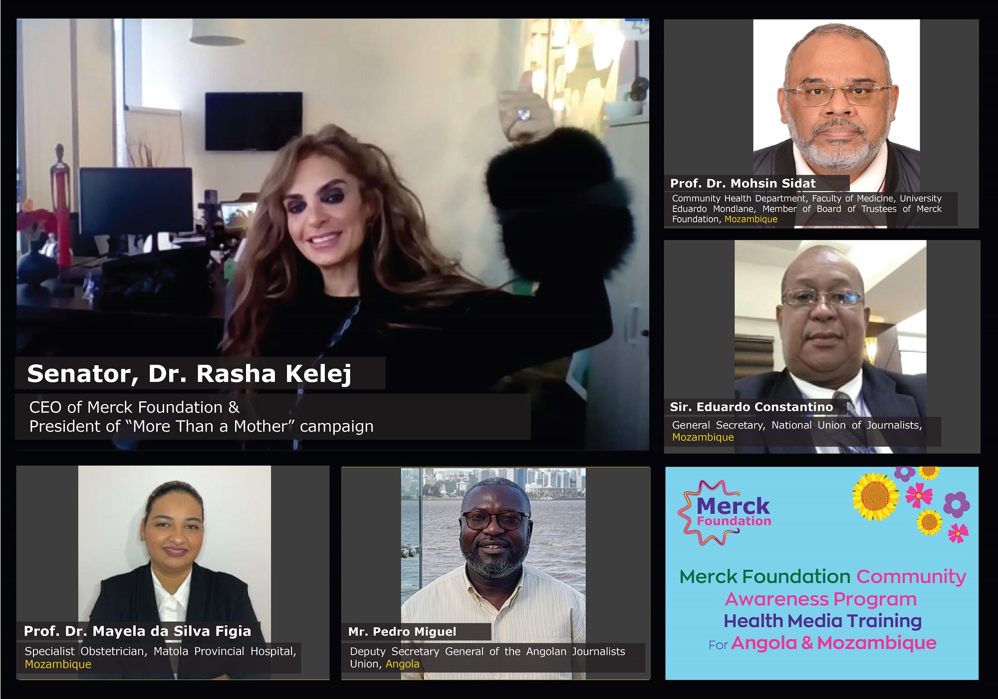 Senator, Dr. Rasha Kelej, CEO of Merck Foundation during the Merck Foundation Health Media Training Videoconference.