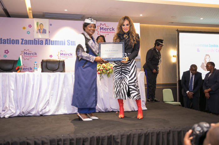 Senator, Dr. Rasha Kelej, CEO of Merck Foundation and President of “More Than a Mother” Campaign with H.E. The First Lady of Republic of Zambia and the Ambassador of “Merck Foundation More Than a Mother” 