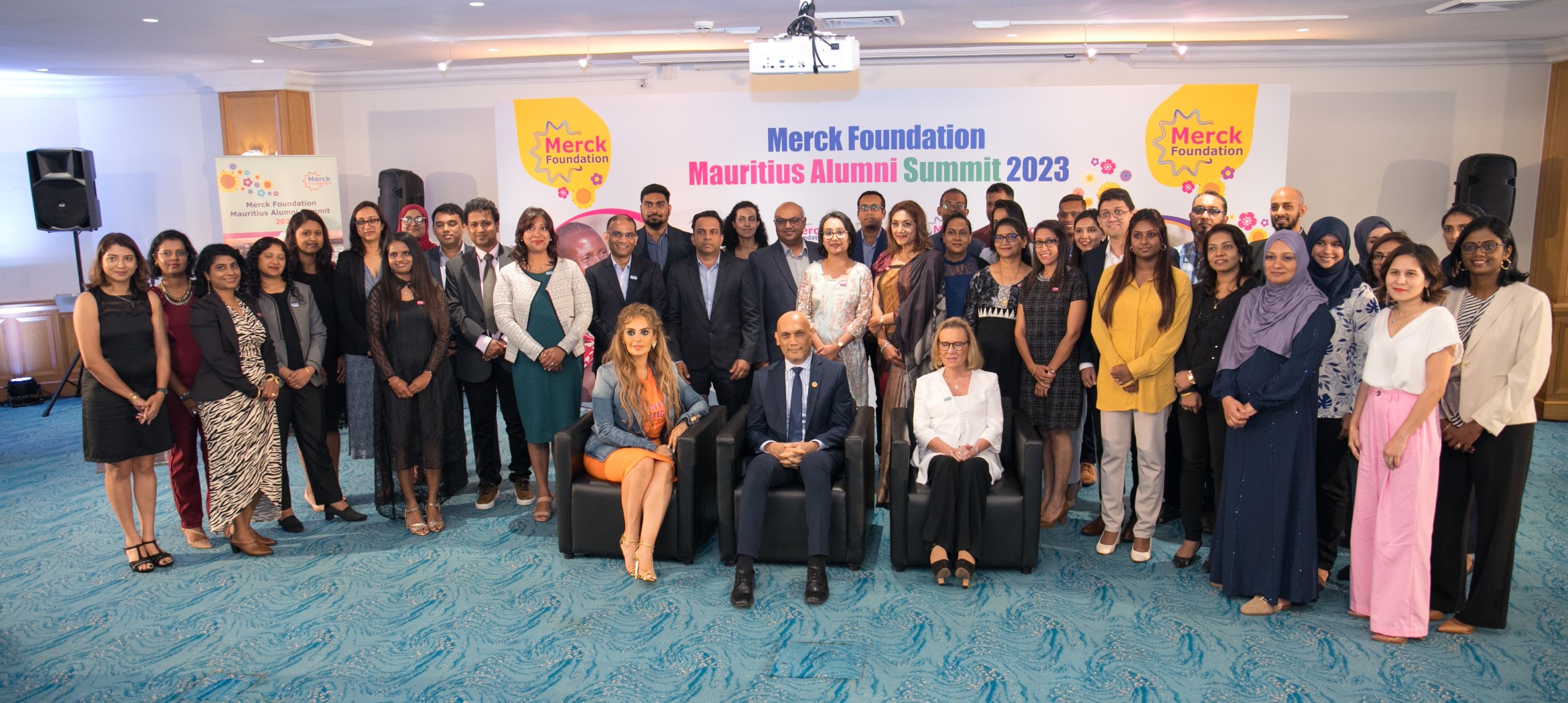 Senator, Dr Rasha Kelej, CEO of Merck Foundation & Dr. Belén Garijo, Chair of the Executive Board & CEO of Merck and Member of Merck Foundation Board of Trustees with Dr. The Honourable Kailesh Kumar JAGUTPAL, Minister of Health and Wellness of Mauritius 