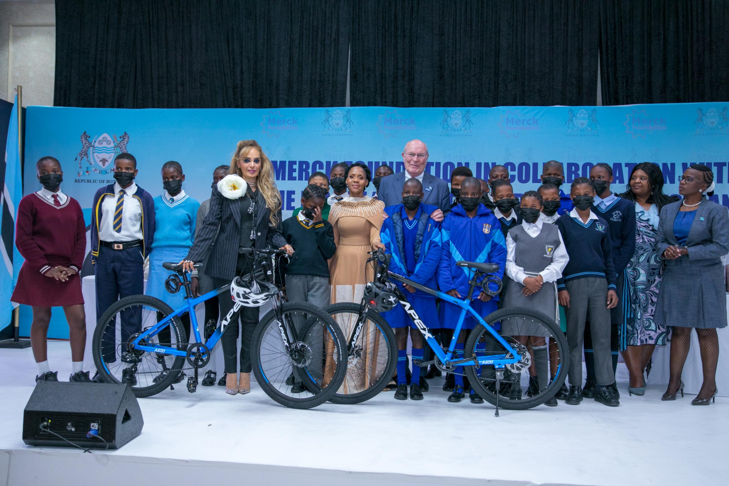 Merck Foundation in partnership with The First Lady of Botswana, H.E. Mrs. NEO JANE MASISI distributed bicycles to school going girls in Botswana as a part of ‘Educating Linda’ program