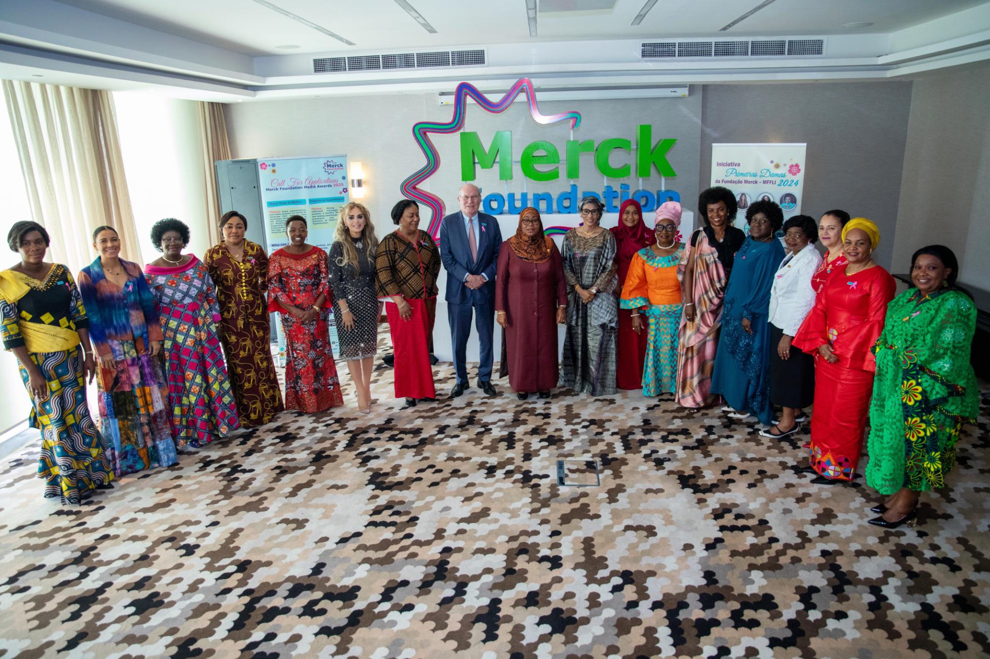 Merck Foundation CEO and Chairman of Merck Foundation Board of Trustees along with The President of the United Republic of Tanzania and African First Ladies in Dar es Salaam, Tanzania during the 11th Edition of Merck Africa Asia Luminary 2024