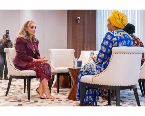 Senator, Dr. Rasha Kelej, CEO of Merck Foundation along with H.E Mrs. MARIAM MWINYI, The First Lady of Zanzibar during the Strategy Meeting at the 11th Merck Foundation Africa Asia Luminary 2024