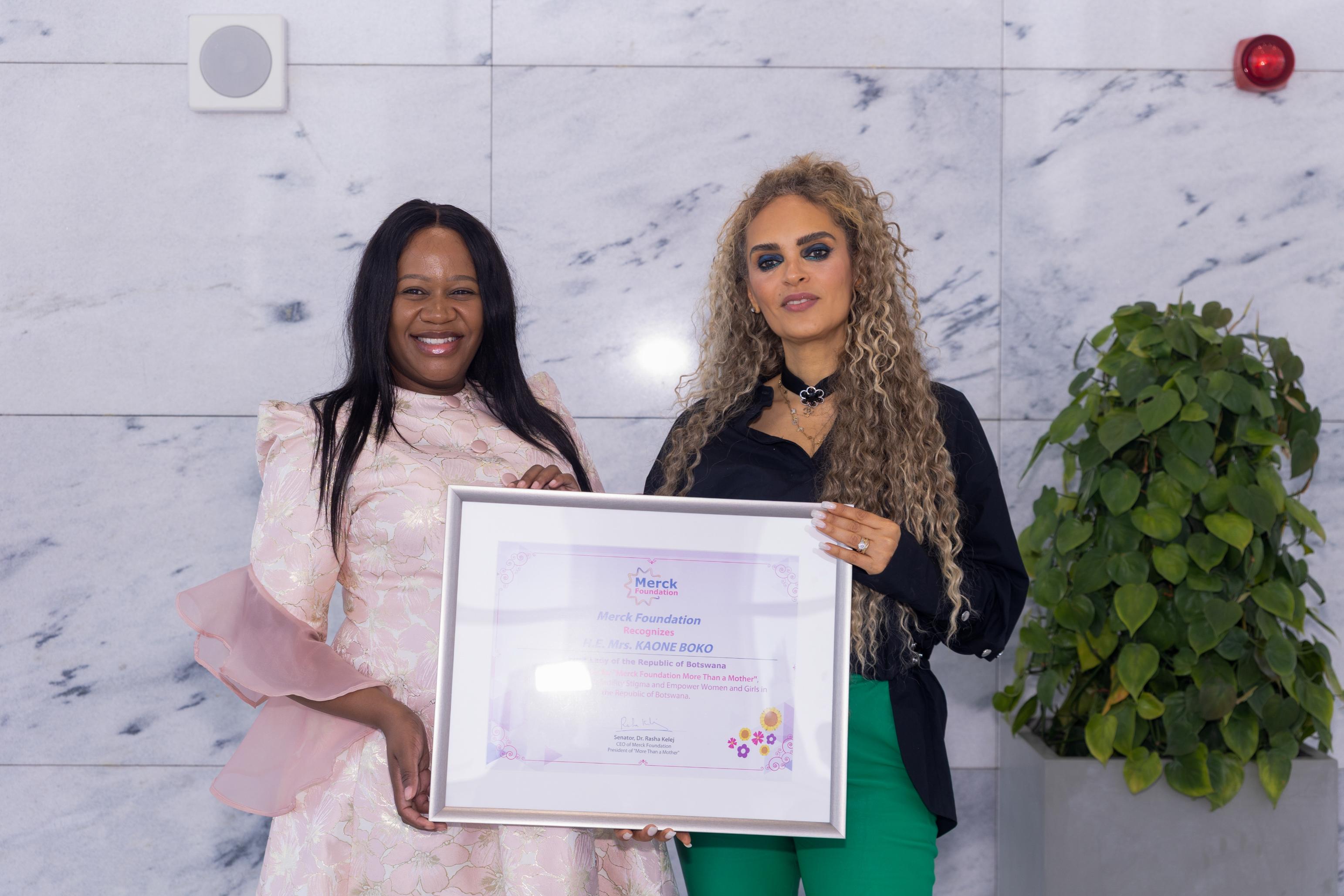 Senator, Dr. Rasha Kelej, CEO of Merck Foundation and H.E. Mrs. KAONE BOKO, the First Lady of Botswana