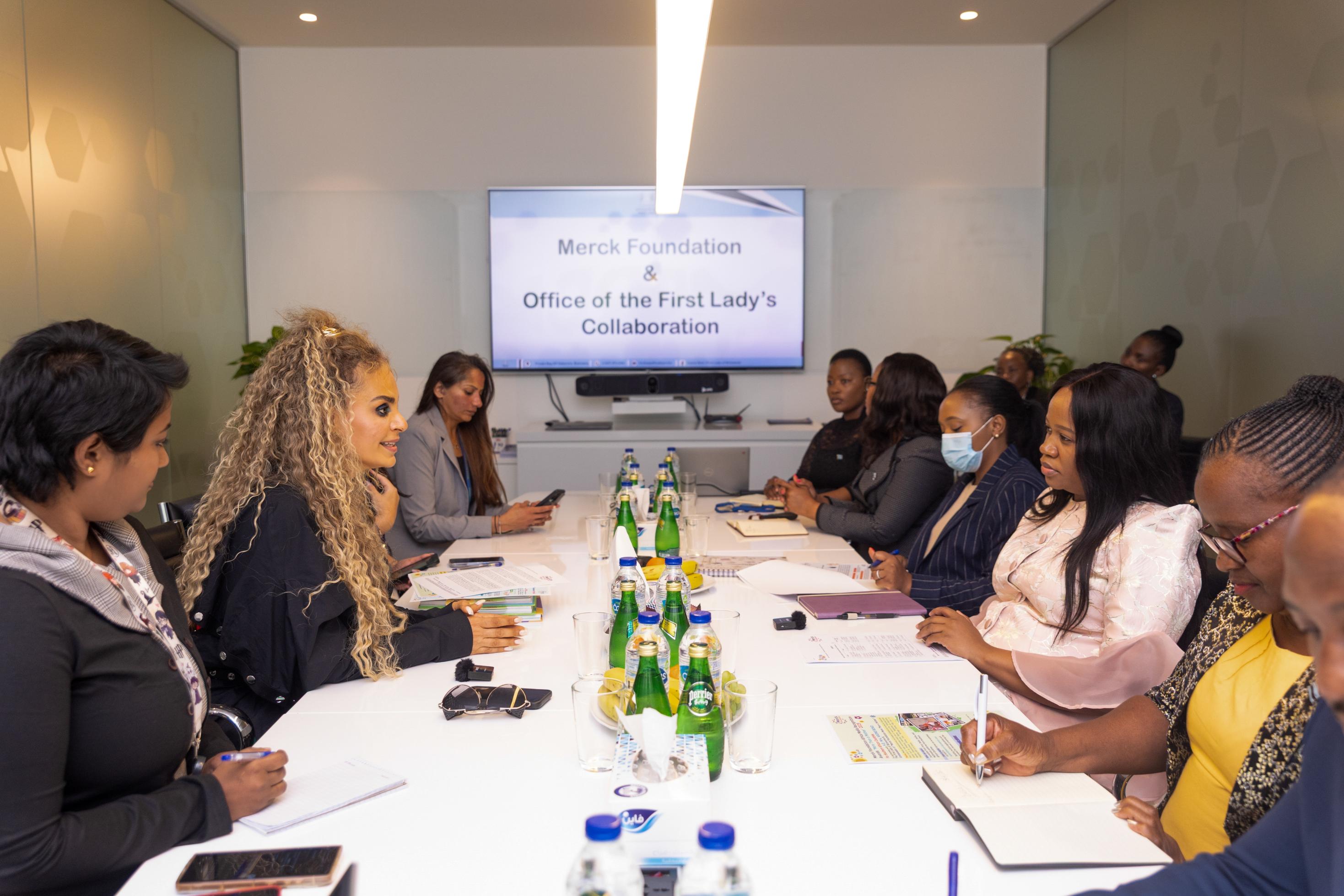 Senator, Dr. Rasha Kelej, CEO of Merck Foundation and H.E. Mrs. KAONE BOKO, the First Lady of Botswana
