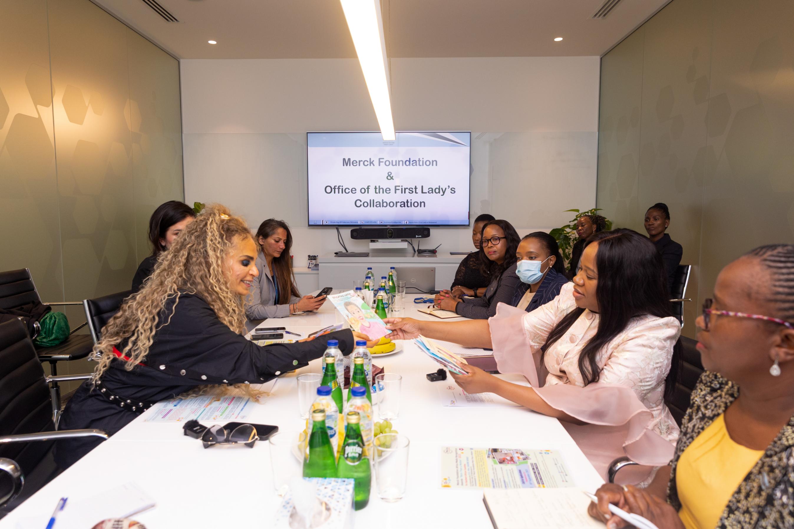 Senator, Dr. Rasha Kelej, CEO of Merck Foundation and H.E. Mrs. KAONE BOKO, the First Lady of Botswana