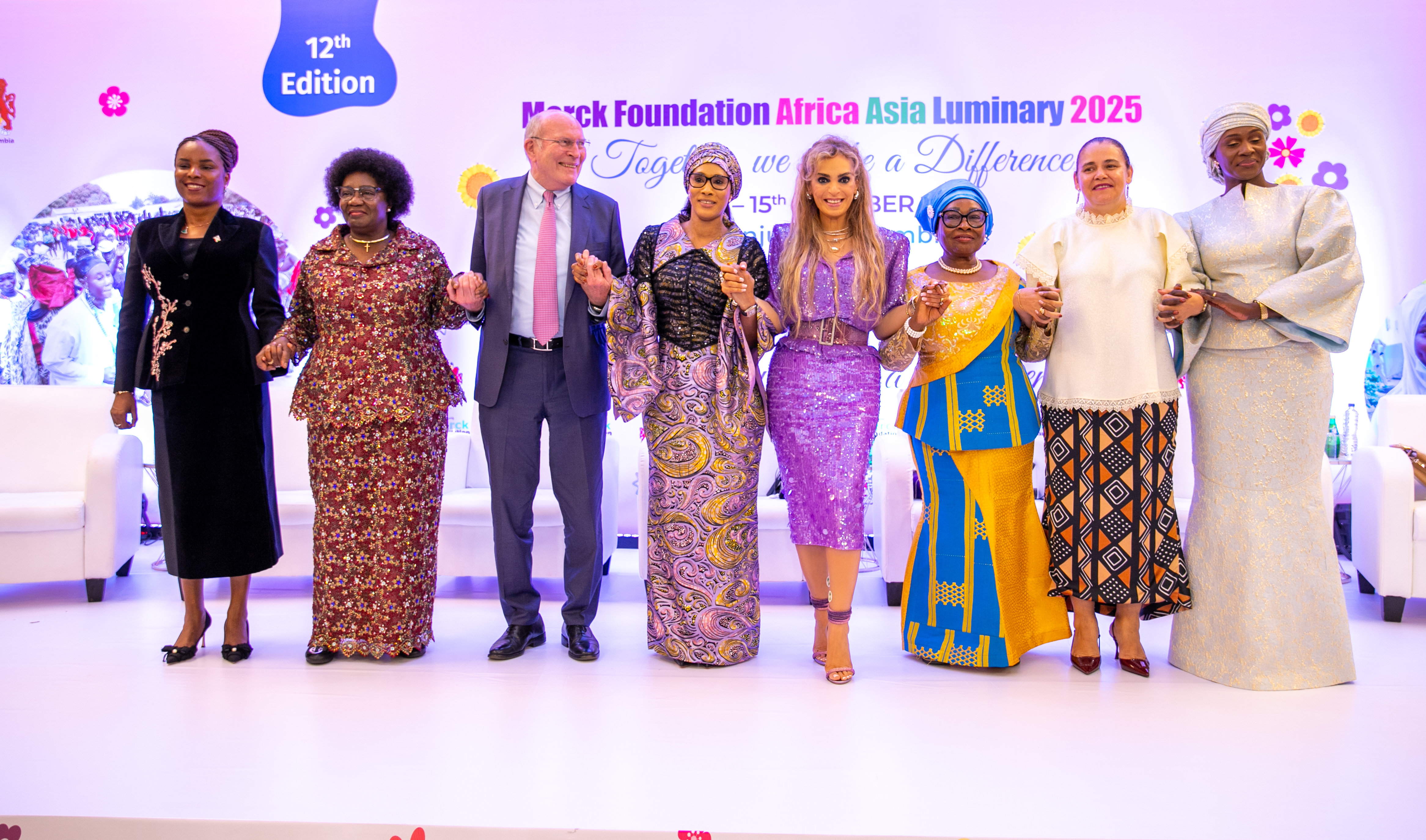 Merck Foundation Chairman and CEO with The Gambia Vice President and First Lady, and First Ladies of Burundi, CAR, Liberia, Sao Tome, Senegal at Merck Foundation Africa Asia Luminary 2025