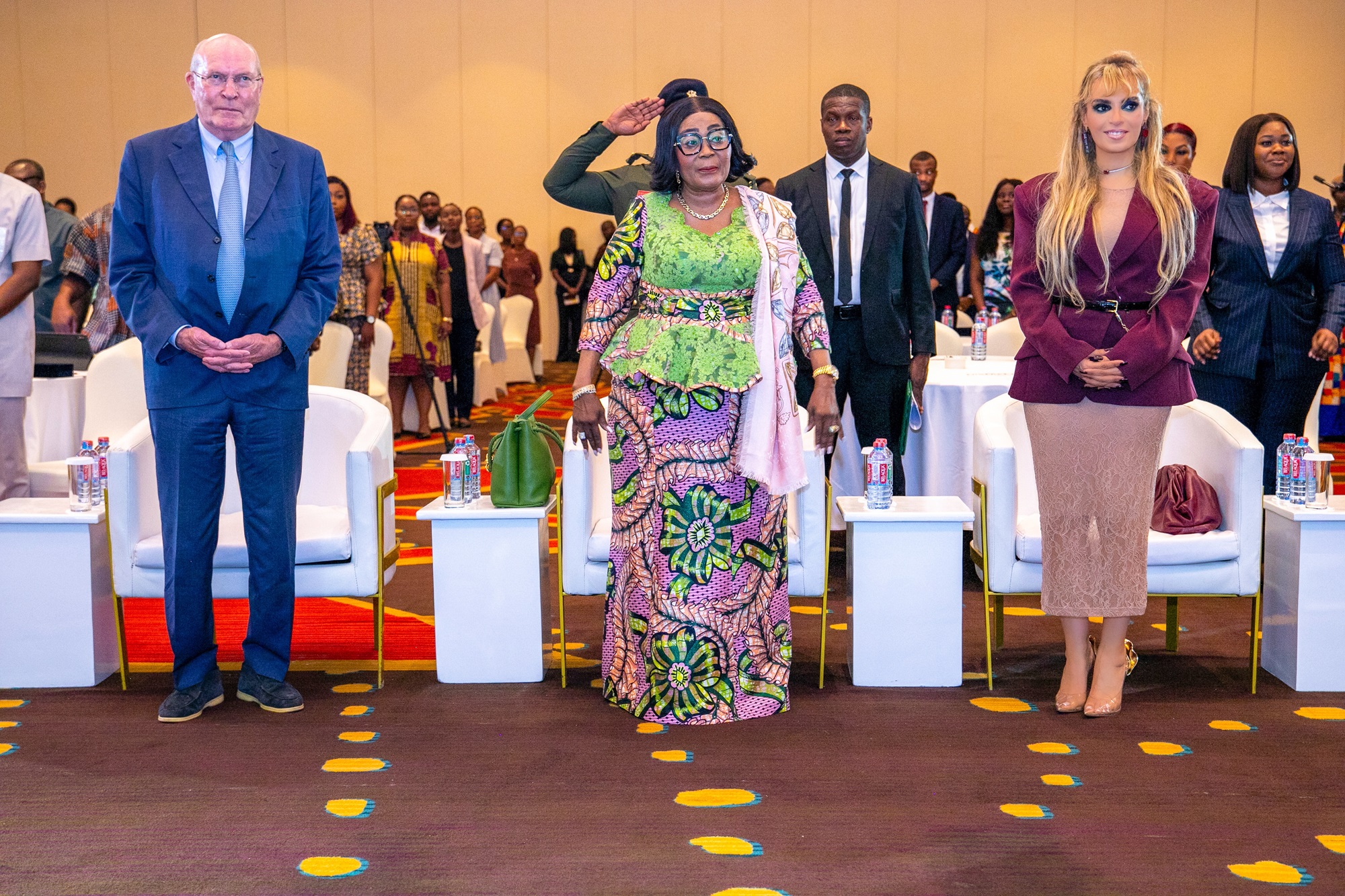 Chairman of the Merck Foundation Board of Trustees, Prof. Dr. Frank Stangenberg Haverkamp, Dr. Rasha Kelej, CEO of Merck Foundation along with the First Lady of Ghana