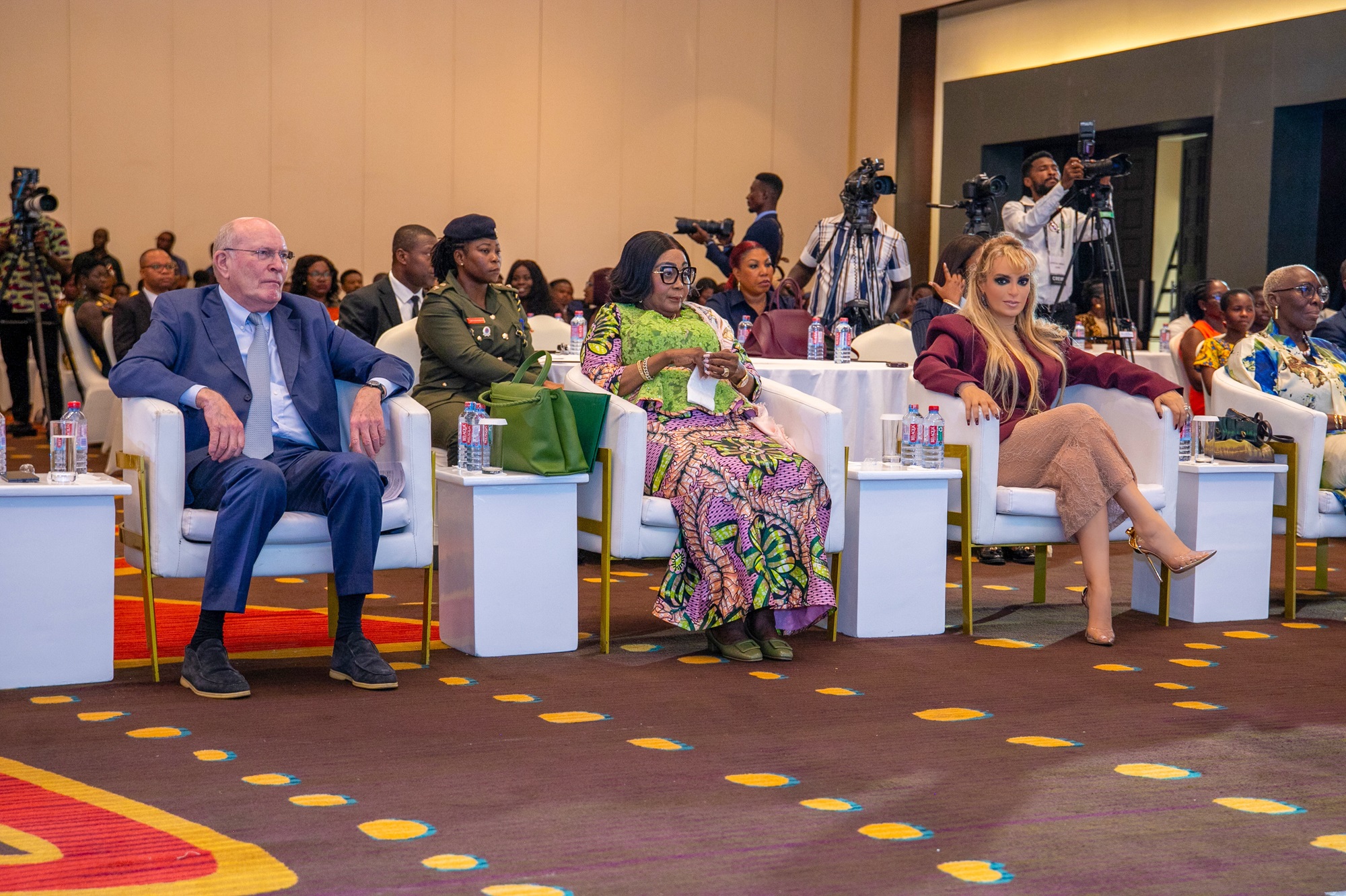 Chairman of the Merck Foundation Board of Trustees, Prof. Dr. Frank Stangenberg Haverkamp, Dr. Rasha Kelej, CEO of Merck Foundation along with the First Lady of Ghana