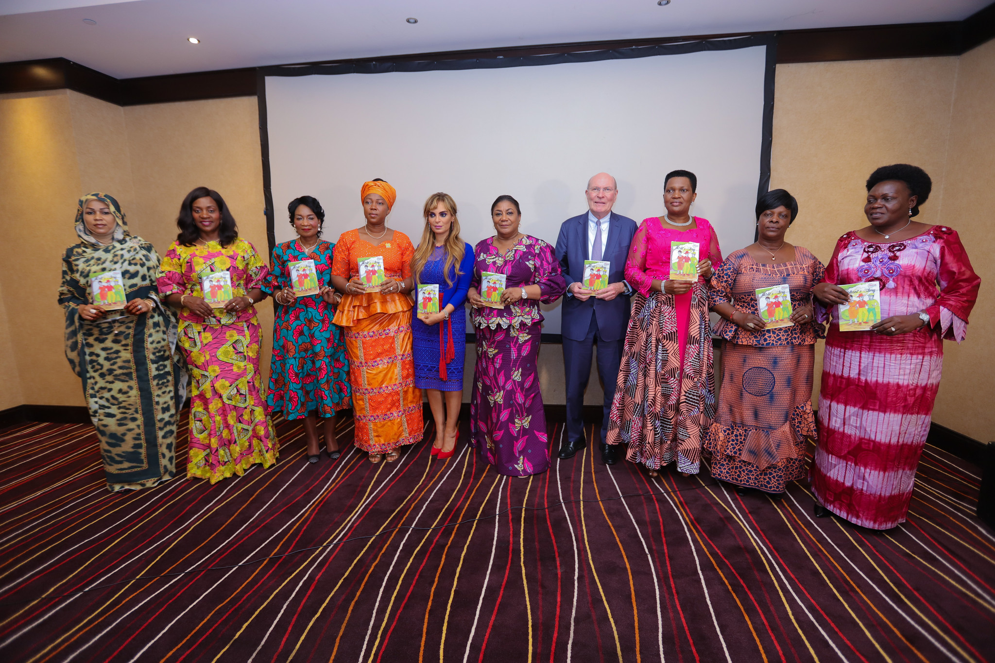 Dr. Rasha Kelej and Prof. Dr. Frank Stangenberg-Haverkamp with other African First Ladies during the Merck Foundation First Ladies Initiative Summit at the Merck Africa Asia Luminary 2019