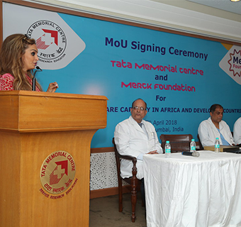 Dr Rasha Kelej, CEO of Merck Foundation along with Merck Foundation Oncology Fellows at Tata Memorial Hospital, India