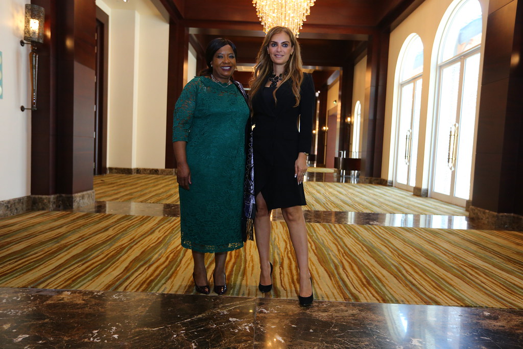 Dr. Rasha Kelej, CEO of Merck Foundation & President of Merck More Than a Mother meeting with First Lady of Zimbabwe during MFFLI summit 2019