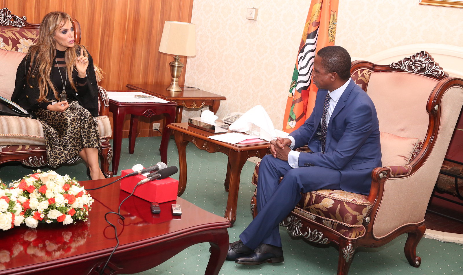 Dr. Rasha Kelej, CEO of Merck Foundation and President, Merck More Than a Mother presenting the award to The First Lady of Zambia, H.E. ESTHER LUNGU for acknowledge her efforts as 'Merck More than a Mother' Ambassador
