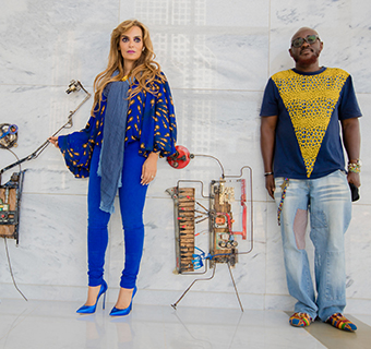 Dr. Rasha Kelej, CEO of Merck Foundation with Nana Kwabena Anoff, African Artist in Sustainable Art