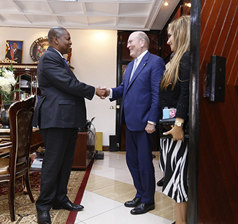 Prof. Dr. Frank Stangenberg Haverkamp, Chairman of the Executive Board of E. Merck KG and the Chairman of Merck Foundation Board of Trustees, H.E. FAUSTIN-ARCHANGE TOUAD?RA, The President of Central African Republic and Dr. Rasha Kelej, CEO of Merck Found