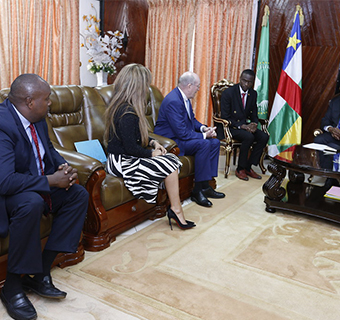Prof. Dr. Frank Stangenberg Haverkamp, Chairman of the Executive Board of E. Merck KG and the Chairman of Merck Foundation Board of Trustees, H.E. FAUSTIN-ARCHANGE TOUAD?RA, The President of Central African Republic and Dr. Rasha Kelej, CEO of Merck Found