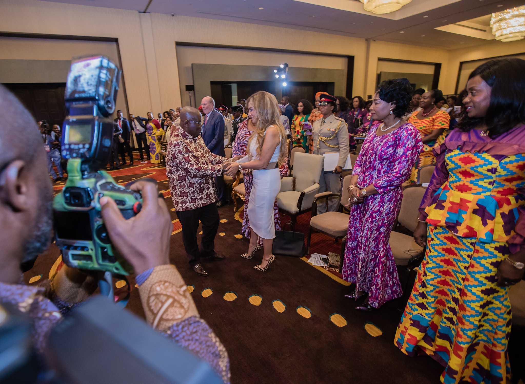 H.E. Mr. Nana Addo Dankwa Akufo-Addo, President of Ghana welcomed by Dr. Rasha Kelej, CEO Merck Foundation & Africa First Ladies during inaugural ceremony for 6th edition of Merck Africa Asia Luminary 2019 in Accra, Ghana