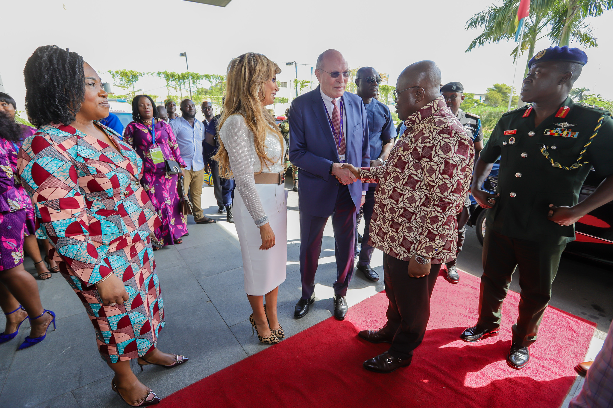 H.E. Mr. Nana Addo Dankwa Akufo-Addo, President of Ghana welcomed by Dr. Rasha Kelej, CEO Merck Foundation & Africa First Ladies during inaugural ceremony for 6th edition of Merck Africa Asia Luminary 2019 in Accra, Ghana