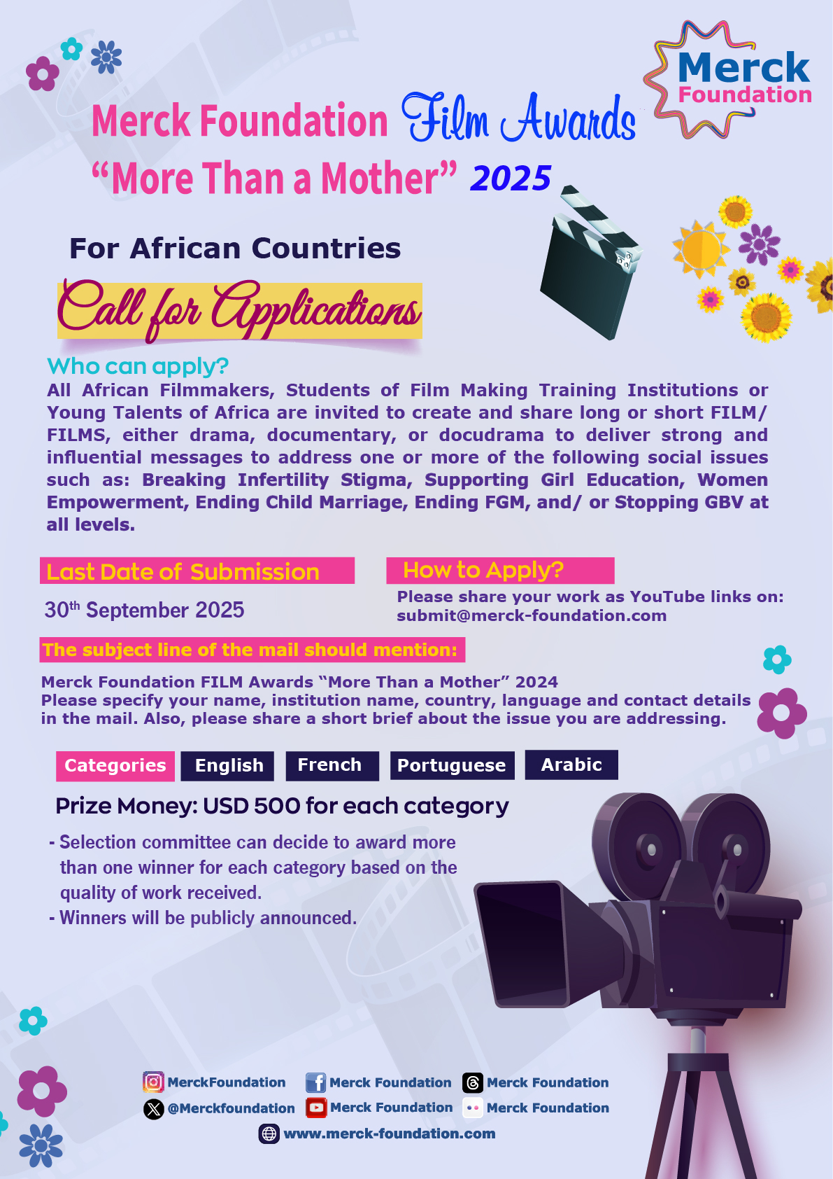 Call for Applications-Merck Foundation Film Awards "More Than a Mother" 2025