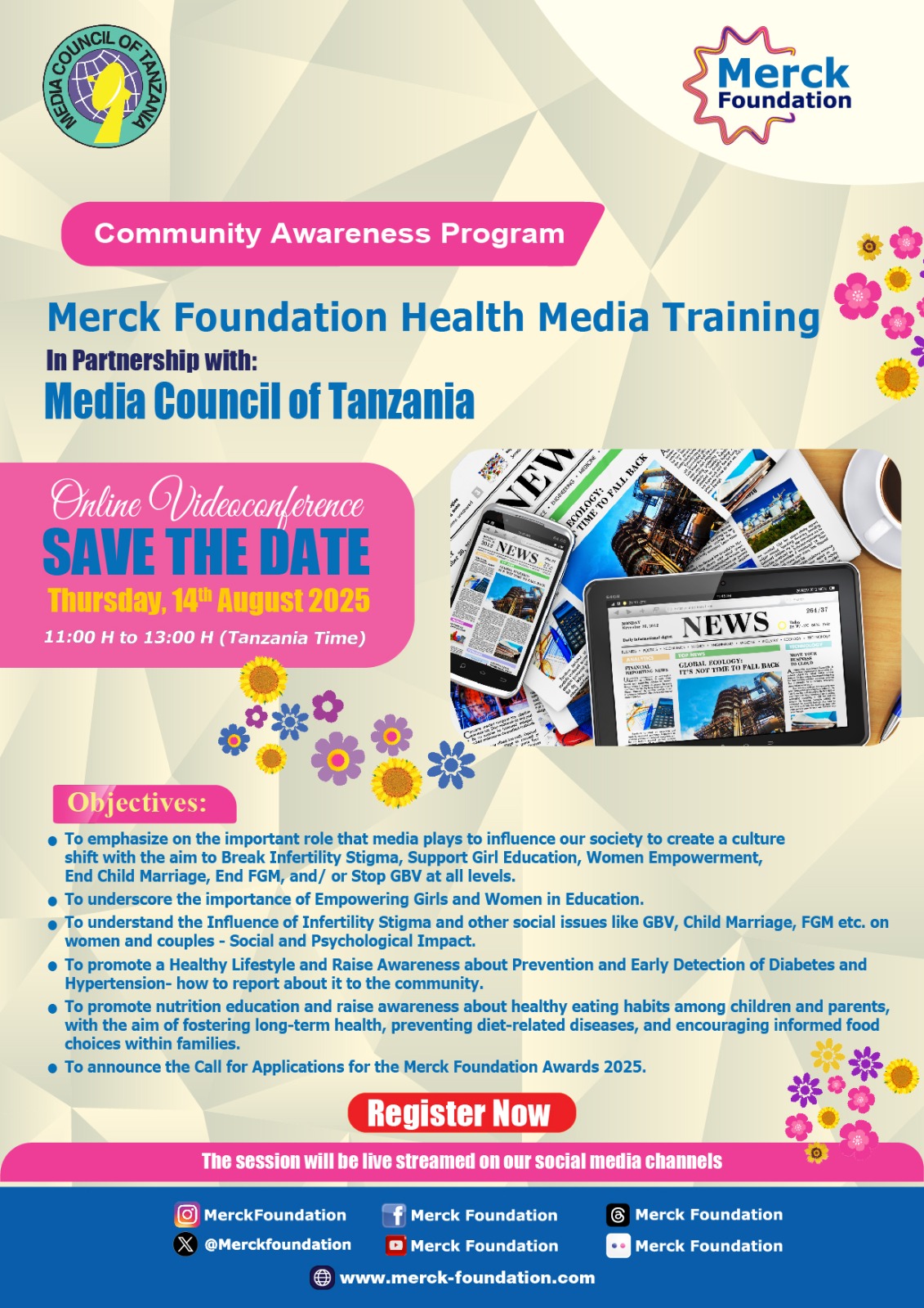 Save the Date - Merck Foundation Health Media Training | Tanzania