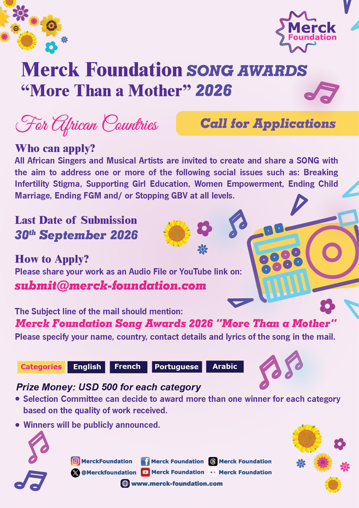 Merck Foundation SONG Awards 2026 “More Than a Mother” 